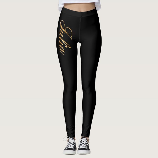 Julia gold Design Lettering Leggings (Front)
