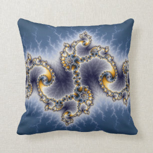 Julia In Blue - Fractal Art Cushion