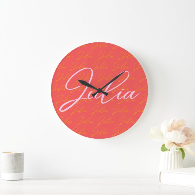 Julia Name Design Pattern Large Clock (Home)