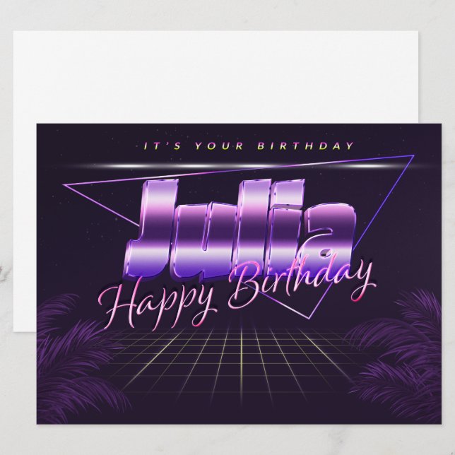 Julia Name First name lila retro card Birthday (Front/Back)