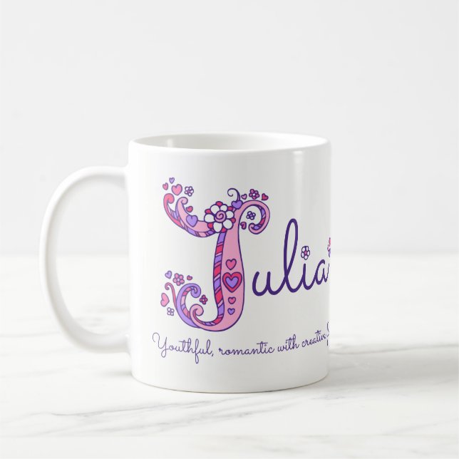 Julia name meaning decorative J monogram mug (Left)