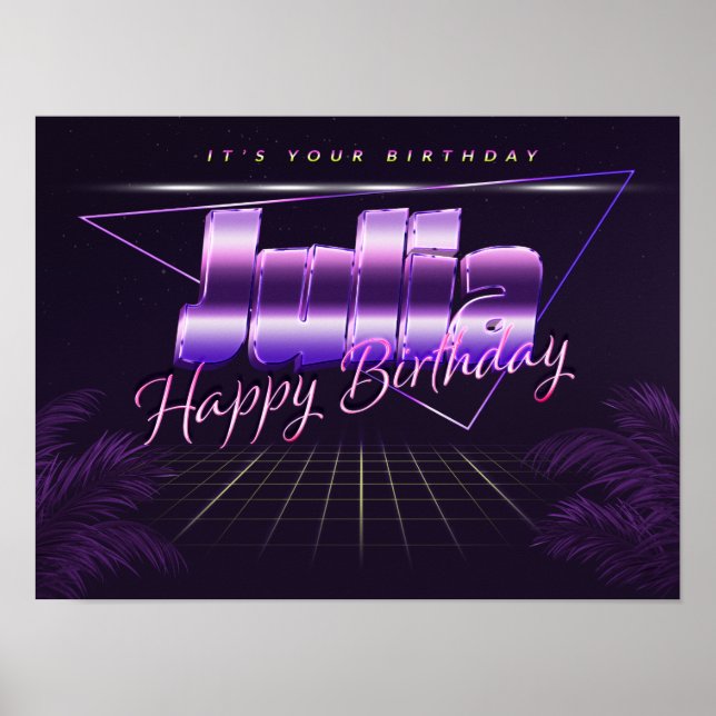 Julia Name Vorname lila retro Poster Geburtstag (Front)