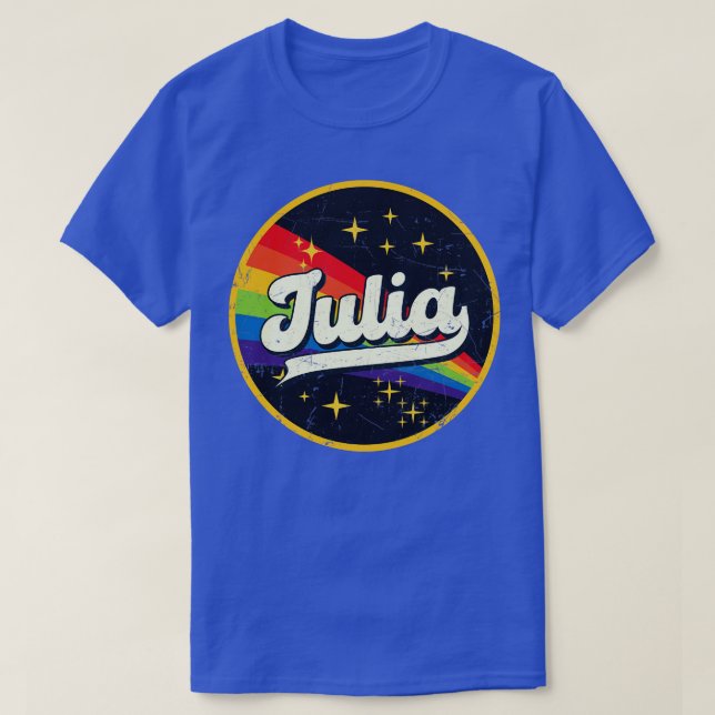 Julia Rainbow In Space Vintage GrungeStyle T-Shirt (Design Front)