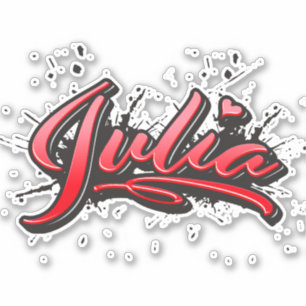 Julia red Heart Graffiti Sticker