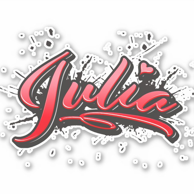 Julia red Heart Graffiti Sticker (Front)