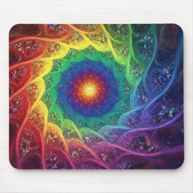 Julia Set Fractal With Rainbow Pinwheel Style Mouse Mat (Front)