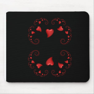Julia Set Fractal With Red Hearts Mouse Mat