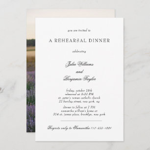 Julia Simple Black Script Photo Rehearsal Dinner Invitation