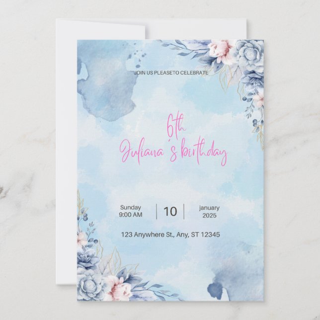 juliana’sbirthday invitation card 5" x 7" (Front)