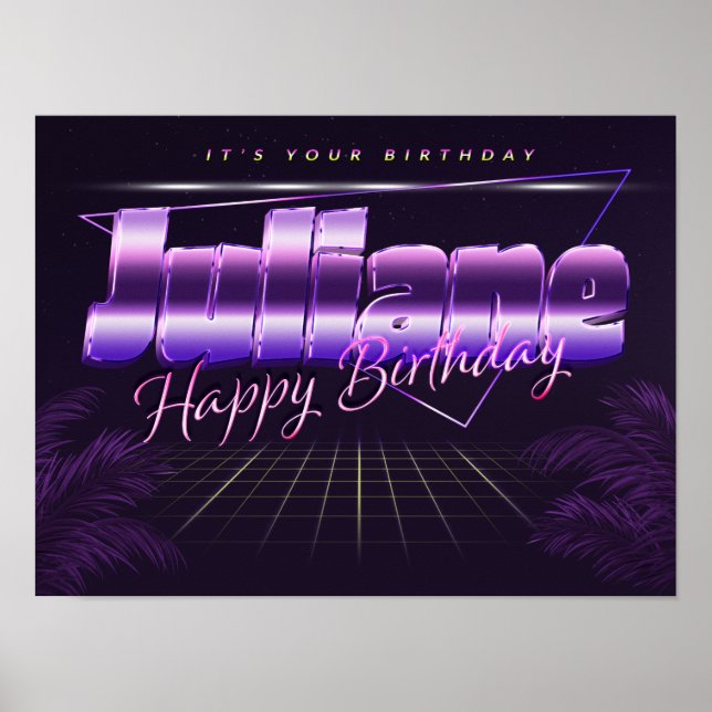 Juliane Name Vorname lila retro Poster Geburtstag (Front)