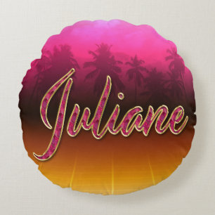 Juliane Vorname Name golden pink Kissen Round Cushion