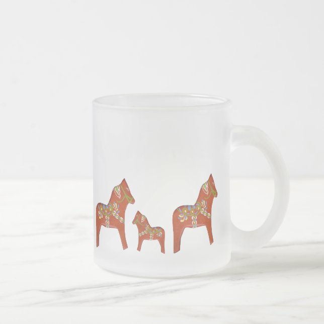 Julia's Dala Horse Frosted Glass Mug (Right)