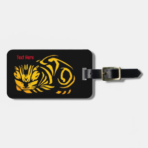 Julie de Graag Woodcut cat (Gold) Luggage Tag