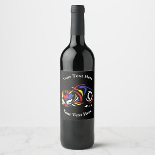 Julie de Graag Woodcut cat (multi colour) Wine Label