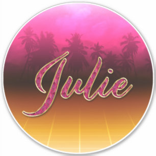 Julie First Name golden pink sticker