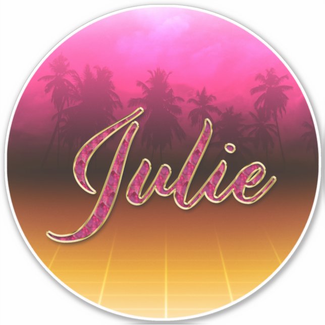 Julie First Name golden pink sticker (Front)