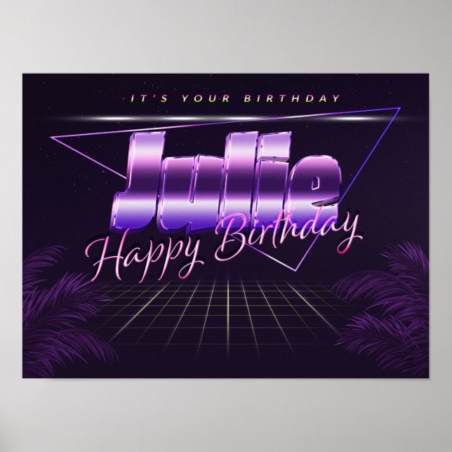 Julie Name Vorname lila retro Poster Geburtstag (Front)