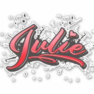 Julie red Heart Graffiti Sticker