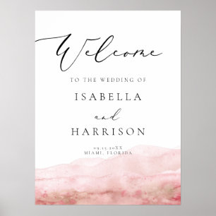 JULIEN   Blush Pink Watercolor Wedding Welcome Poster