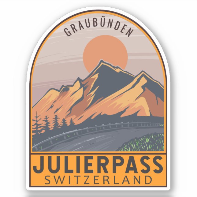 Julier Pass Switzerland Retro Travel Emblem (Front)