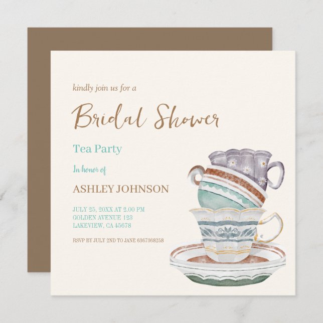 JULIET Tea Set Party Bridal Shower Invitation (Front/Back)