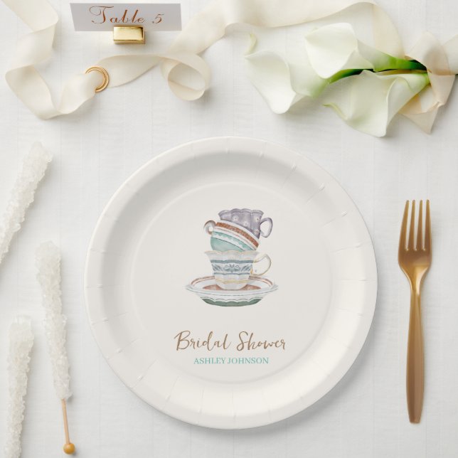 JULIET Tea Set Party Bridal Shower Paper Plate (Wedding)
