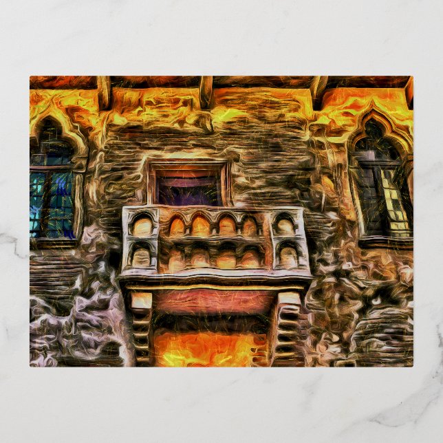 Juliet's Balcony Verona Van Gogh  Foil Holiday Postcard (Front)