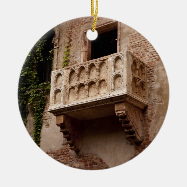 Juliet's Balcony; Where is Romeo? Ceramic Tree Decoration (Front)