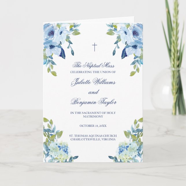 Juliette Catholic Wedding Ceremony with Mass Programme (Front)