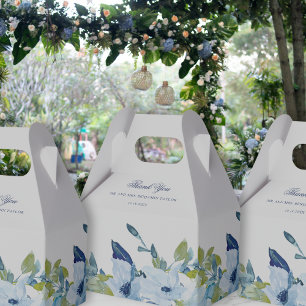 Juliette Dusty Blue Floral Wedding Gable Favour Bo Favour Box