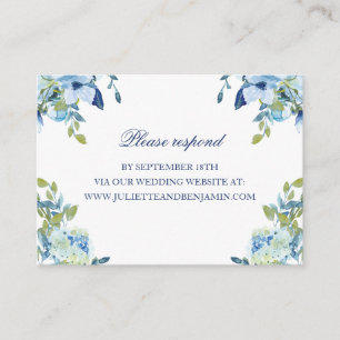 Juliette Dusty Blue Floral Wedding Website RSVP Enclosure Card