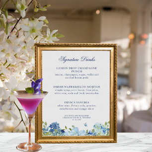 Juliette Dusty Blue Signature Drinks Wedding Sign