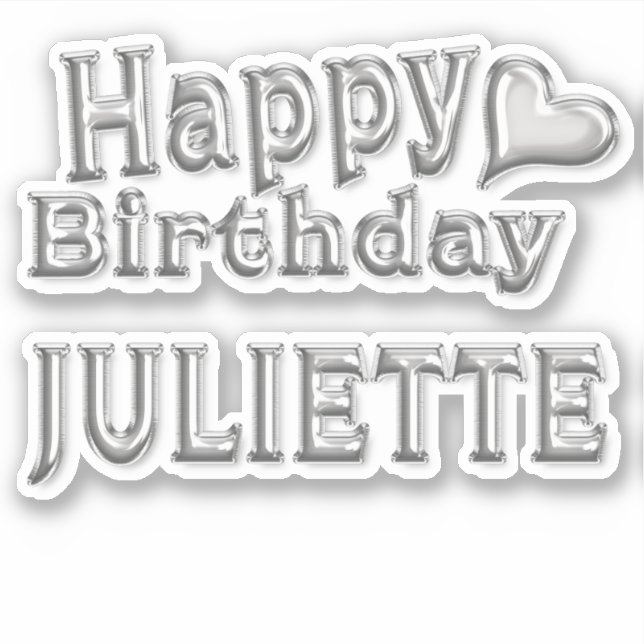 Juliette Happy Birthday silver sticker (Front)
