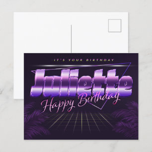 Juliette Name Vorname lila Postkarte Geburtstag Postcard