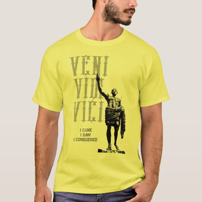 Julius Caesar Veni Vidi Vici Mens Yellow Modern T-Shirt (Front)