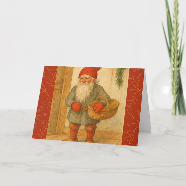 Jultomte/Nisse Scandinavian Christmas Card (Front)