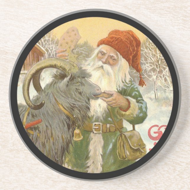 Jultomten Feeds Yule Goat a Cookie Coaster (Front)