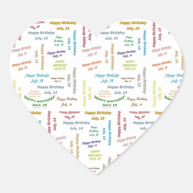 July, 14 Birthday Sticker (Front)