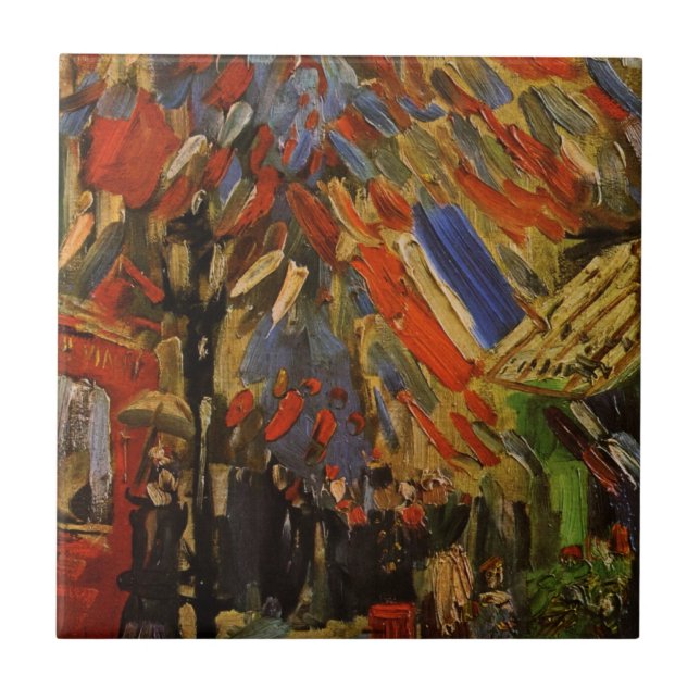 July 14th Celebration in Paris by Vincent van Gogh Tile (Front)