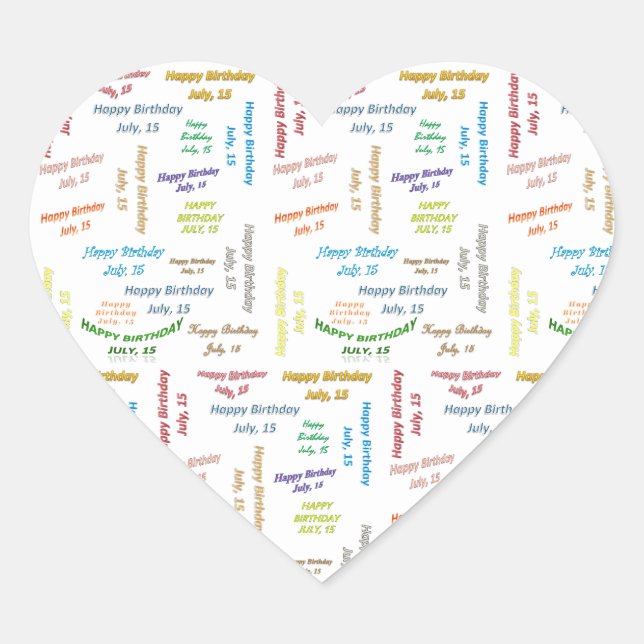 July, 15 Birthday Sticker (Front)