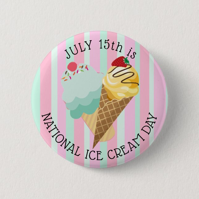 July 15th  is National Ice Cream Day Button (Front)