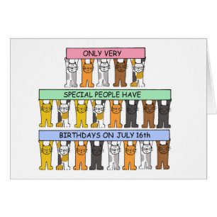 July 16th Birthday, Cartoon Cats.