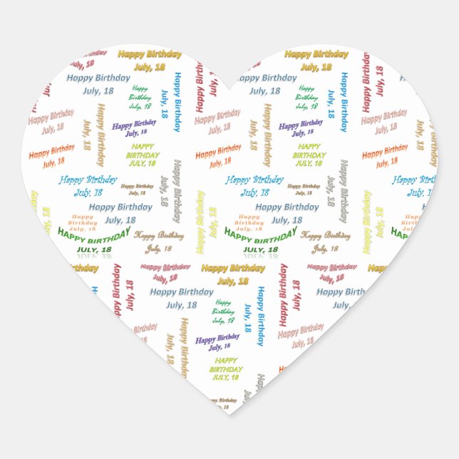 July, 18 Birthday Sticker (Front)