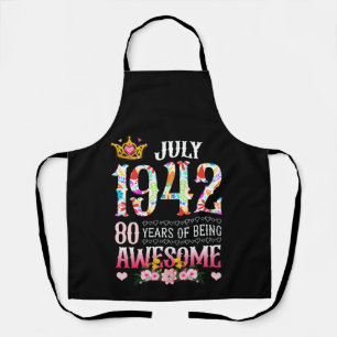 July 1942 80th Birthday 80 Years Awesome Floral Apron