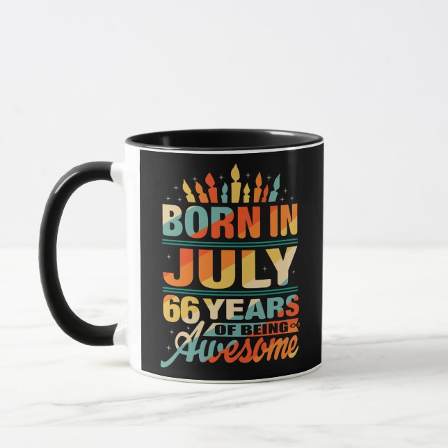July 1956 66 Years Old 66th Birthday Gifts Candle Mug (Left)