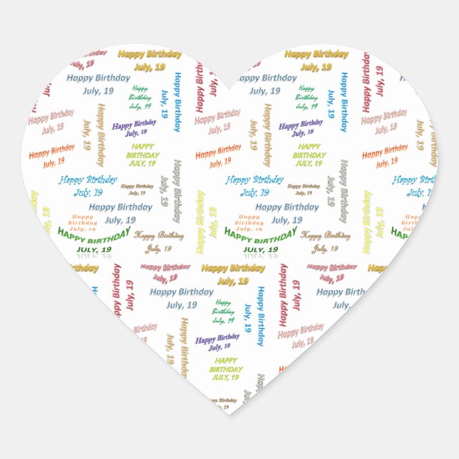 July, 19 Birthday Sticker (Front)