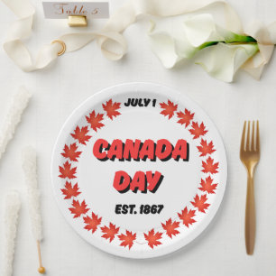July 1 Canada Day Est. 1867 Paper Plate