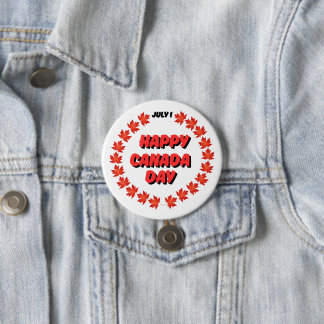 July 1 Happy Canada Day 7.5 Cm Round Badge