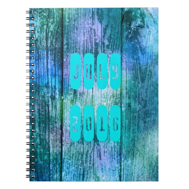 July 2016 Purple Turquoise Month Monthly Notebook (Front)