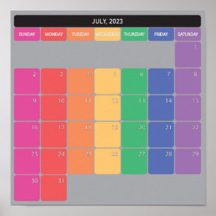 July 2023 planer calendar colour days poster